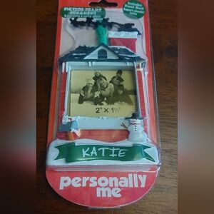 Katie Christmas Frame Ornament with Green Ribbon